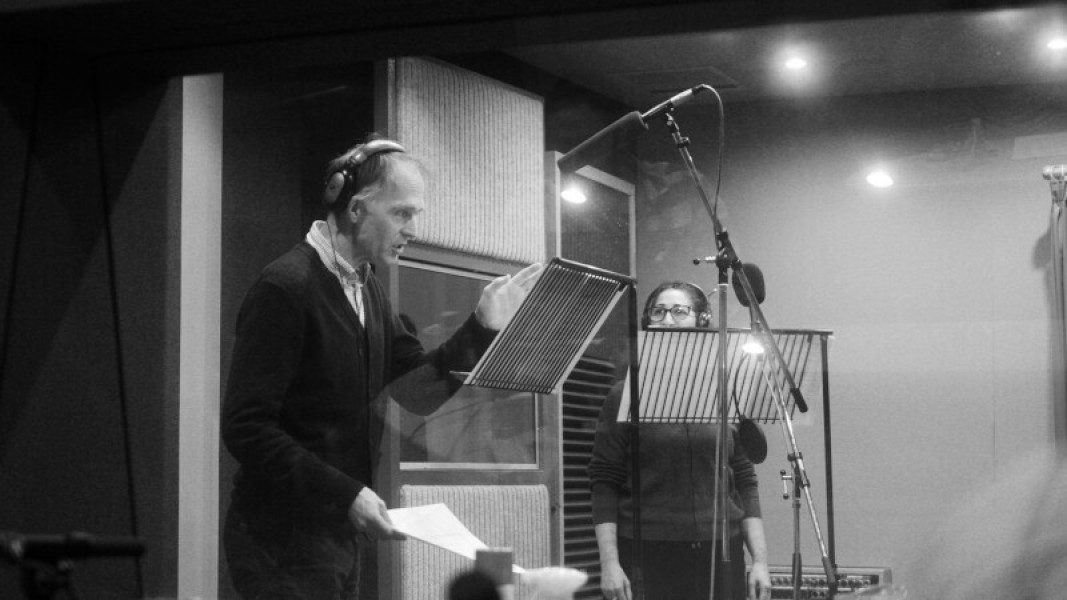 Christopher Naylor and Bridgitta Roy recording