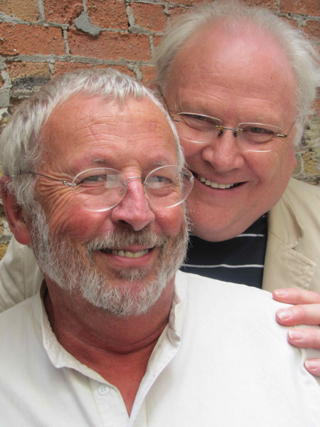 Terry Molloy and Colin Baker